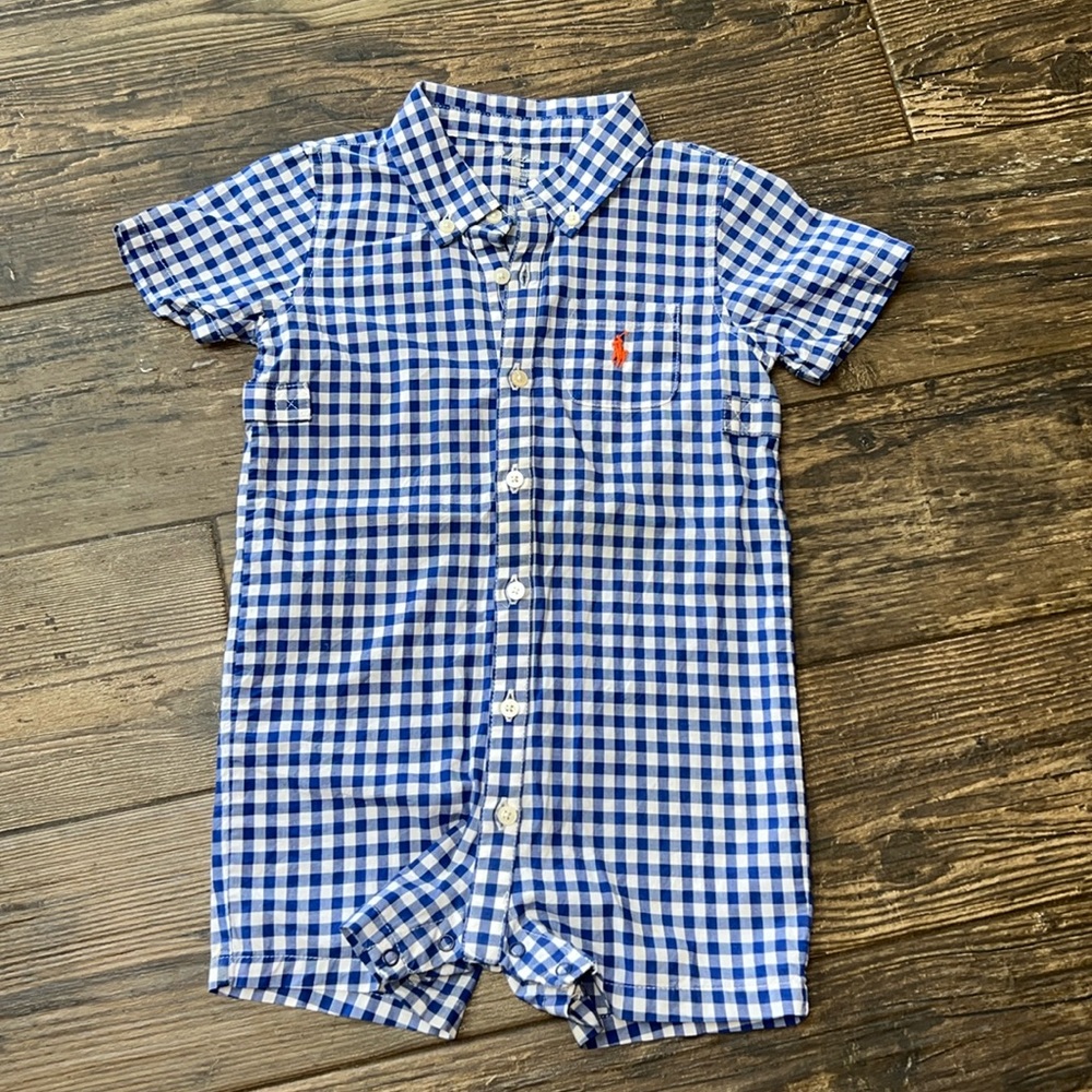 Ralph Lauren button down onesie. Worn 1 time for photos. 18-24 months